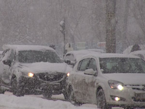 Сильный снегопад в Волгограде